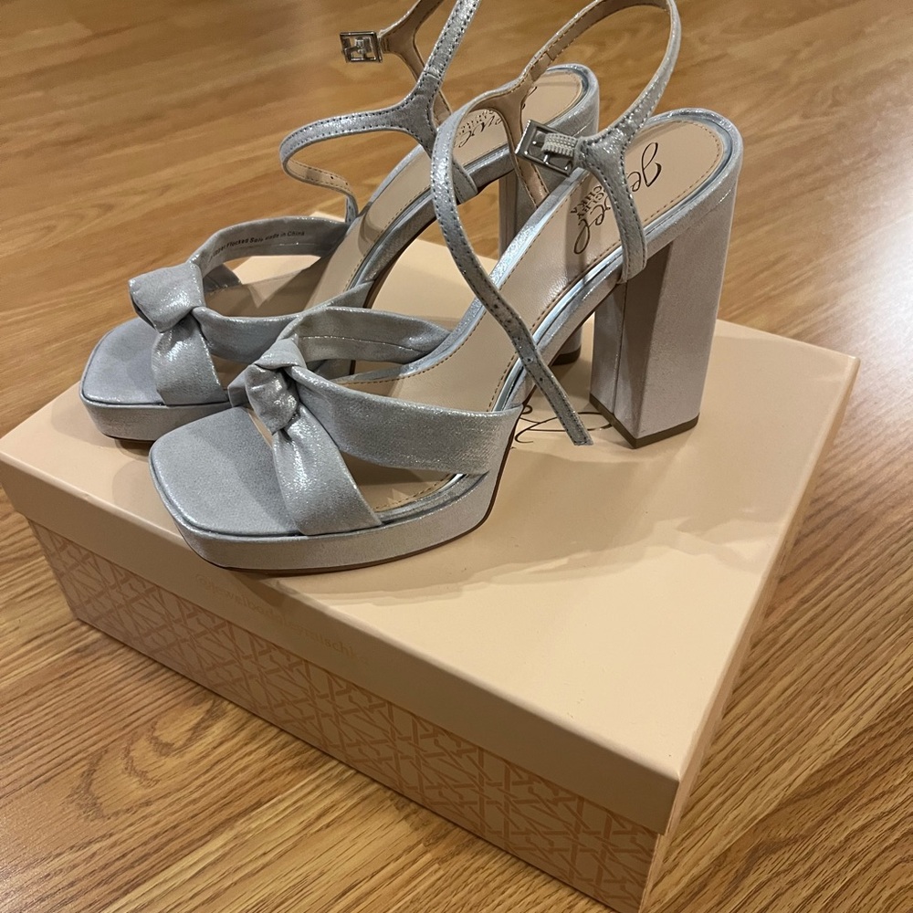 Silver Bridal Wedding Platform 4 inch Heels